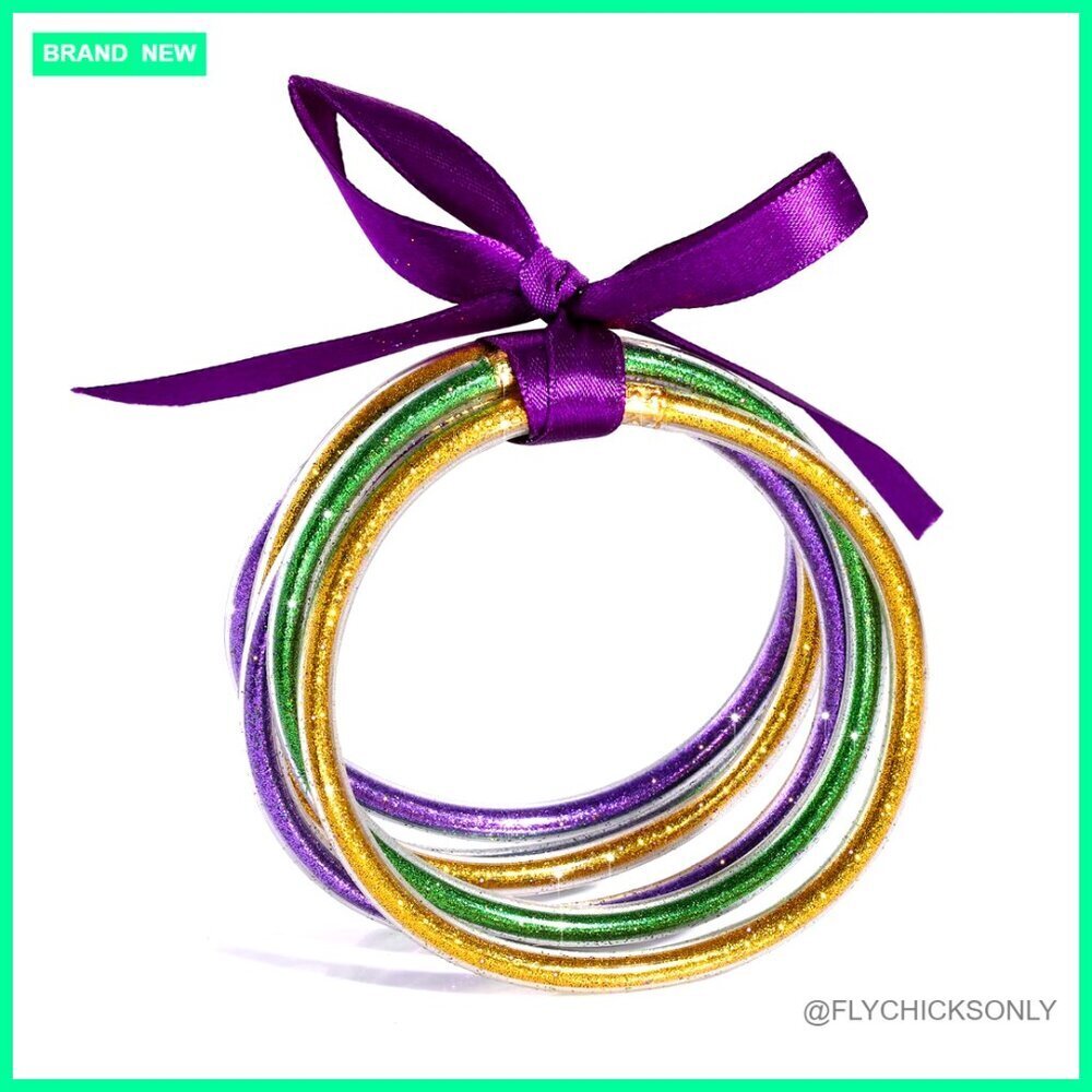 Glitter Filled Jelly Silicone Bangle Bracelets Set Waterproof Women's Jewelry